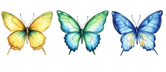 Three Watercolor Butterflies