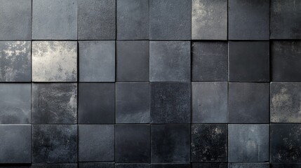 Textured arrangement of dark slate tiles with varied sizes and angles on a flat surface