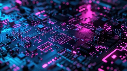 Fototapeta premium The Neon Circuit Board Design