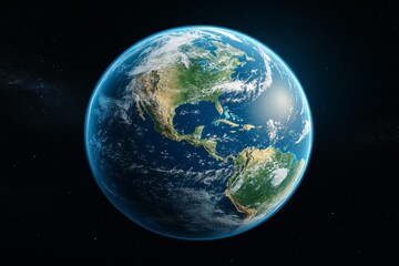 A hyper-realistic image of Earth as seen from space, showing the fine details of its continents, oceans, and clouds