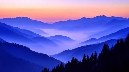 Obraz premium Serene Mountain Landscape: A Tranquil Escape Amidst Majestic Peaks and Peaceful Valleys
