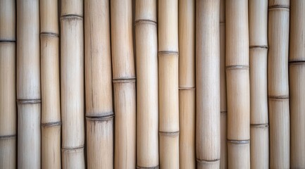 Fototapeta premium Bamboo wall design featuring natural textures in warm tones for interior decoration ideas