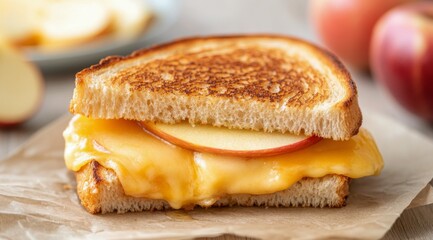 Deliciously toasted sandwich filled with gooey cheese and sweet apple slices for a perfect snack