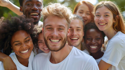 A group of young people smiling and posing for a picture