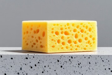 A minimalist image of a cleaning sponge on a plain surface, showing the basics of cleaning in a clean, uncluttered format