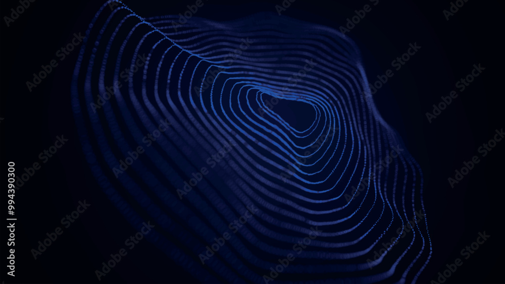 Poster abstract background with dynamic wave. circular wave of dots. musical sound wave. dark background. b