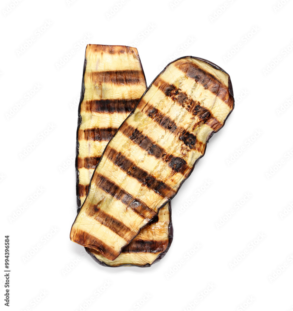 Wall mural tasty grilled eggplant on white background