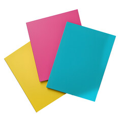 Three Colorful Paper Sheets. isolated on transparent background