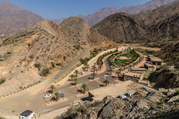 Park and a parking lot in Thee Ain ( Dhi Ayn) village, Saudi Arabia