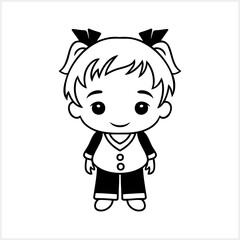 Cute Anime girl clipart isolated. Manga style. Hand drawn vector illustration