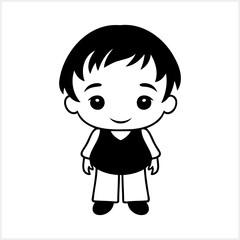 Anime boy clipart isolated. Manga style. Hand drawn vector illustration