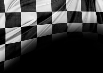 Checkered racing flag on black