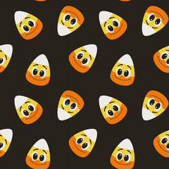 Fototapeta premium Seamless pattern with fun corn candies. Halloween concept. Vector illustration