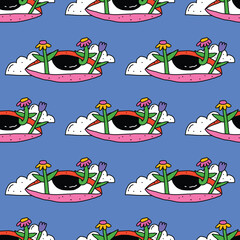 square seamless pattern -sinister eyes for Halloween.Devil eyes in 1970s psychedelic style.Groovy and funky print ornament.A look from a horror movie. Mystical esoteric eye.Witches,astrology and tarot