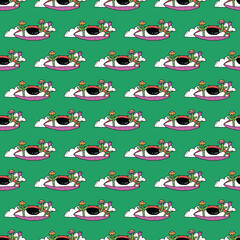 square seamless pattern -sinister eyes for Halloween.Devil eyes in 1970s psychedelic style.Groovy and funky print ornament.A look from a horror movie. Mystical esoteric eye.Witches,astrology and tarot