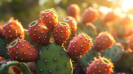 A Prickly Pear Cactus in Full Realism, Displaying Natural Spines and Texture Image