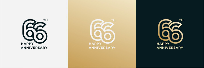 Logo 66th, 66 years anniversary, Creative design template for celebration, greeting and invitation. Editable file