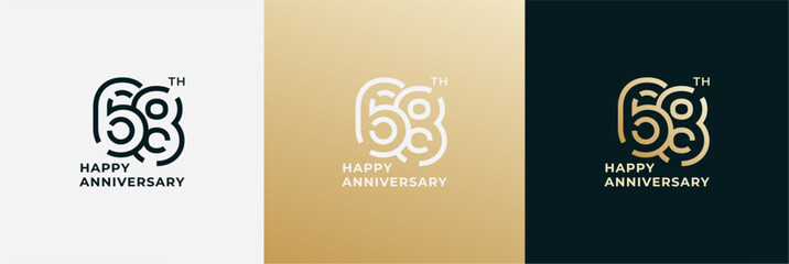 Logo 68th, 68 years anniversary, Creative design template for celebration, birthday, greeting and invitation. Editable file