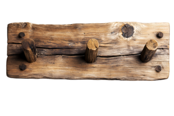 a wooden coat rack with three hooks. 