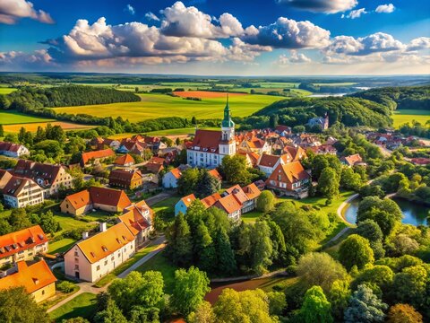 Scenic view of Goldap Poland showcasing nature, architecture, and vibrant landscapes in summer sun