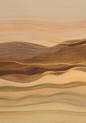 Art Oil and Acrylic wave line brushstroke smear blot painting. Abstract texture color stain background. Gold, bronze, beige pastel tone.