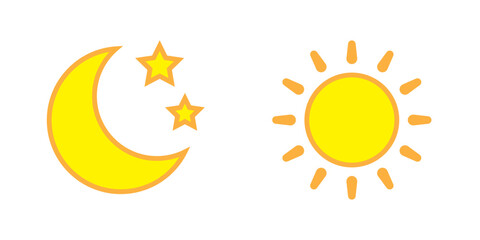 Moon with stars and sun flat icon, night and day icon.