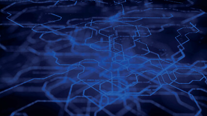 Abstract techno background. 3d technological composition. Information technology concept. Digital cyberspace with particles. 3d vector illustration.