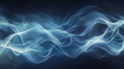 Abstract blue waves flowing gracefully across a dark background in a dynamic display of motion
