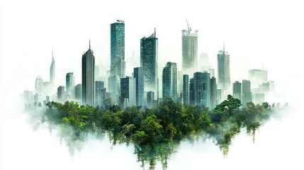 Obraz premium A Cityscape Emerging from a Lush Forest