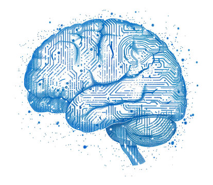 Digital brain circuitry illustration