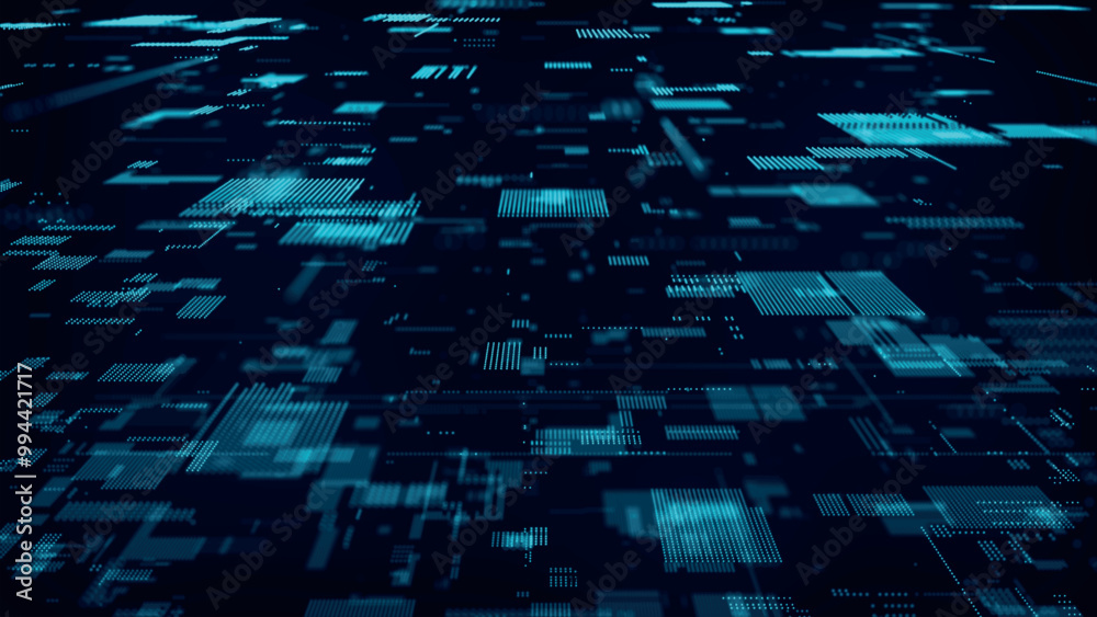 Poster abstract techno background. 3d technological composition. information technology concept. digital cy