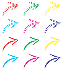 Fototapeta premium Curved arrow icon vector. Arrow pointer icon sign symbol in trendy flat style. Set elements in colored icons. Arrow right vector icon illustration isolated on white background