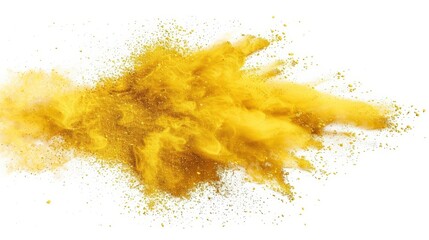 Obraz premium yellow powder splash isolated on white background