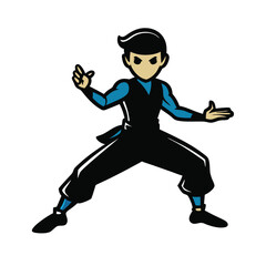 a person in a martial arts pose, vector silhouette, 