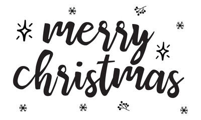 Merry Christmas calligraphy lettering or Xmas holiday greeting card text quote