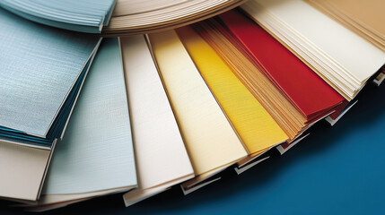 An array of color swatches fanned out in a gradient, featuring an array of warm and neutral tones, perfect for design inspiration and creative projects.