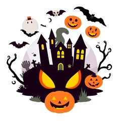 Fototapeta premium Flat halloween element collection on white background AI generated