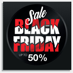 Promo background for Black Friday. Modern banner with lettering sale. Design template for Black Friday sale, advertising. Black Friday sale banner layout design vector illustration.