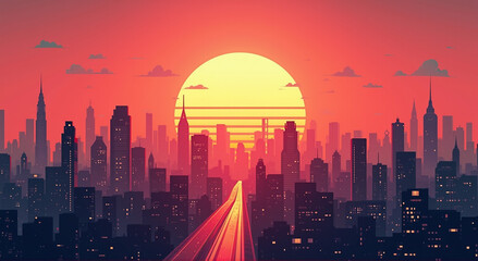 Fototapeta premium city skyline at sunset