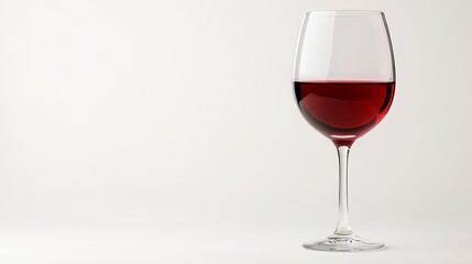Glass of red wine on white background with space for text. 