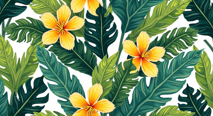 seamless pattern with yellow flowers