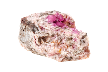 Cobalt Calcite mineral stone rock on white background close up.