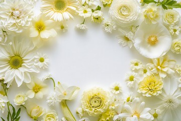 White Flower Frame for Wedding Invitations, Greetings, or Social Media
