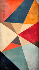 Retro geometric wallpaper pattern with 60s and 70s inspired design, colorful vintage abstract shapes repeating seamlessly, decorative background with trendy mid century modern aesthetic