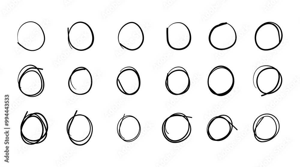 Poster circle line hand draw sketch. circular scribble doodle vector illustration on white background. penc