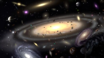 Obraz premium Galaxy with infinite cosmic energy dark matter and nebulae in the background