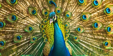 Obraz premium Peacock with Spread Feathers