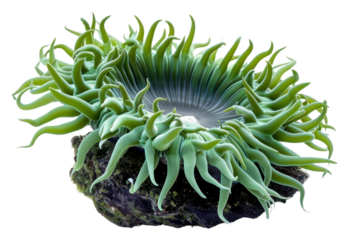 PNG Dark green sea anemone nature plant white background.