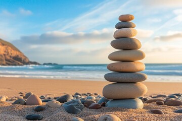 Fototapeta premium stack of stones on the beach