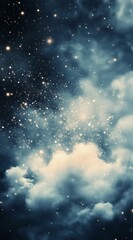 Naklejka premium Starry night sky with glowing clouds illuminating a serene atmosphere during twilight